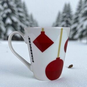 Starbucks 2012 Christmas Coffee Tea Handled Mug Cup Xmas Ornaments Red Gold